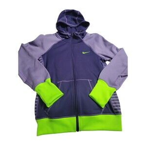 Nike Women S Hoodie Therma Fit Purple Neon Green Full Zip Jacket Pockets RN56323